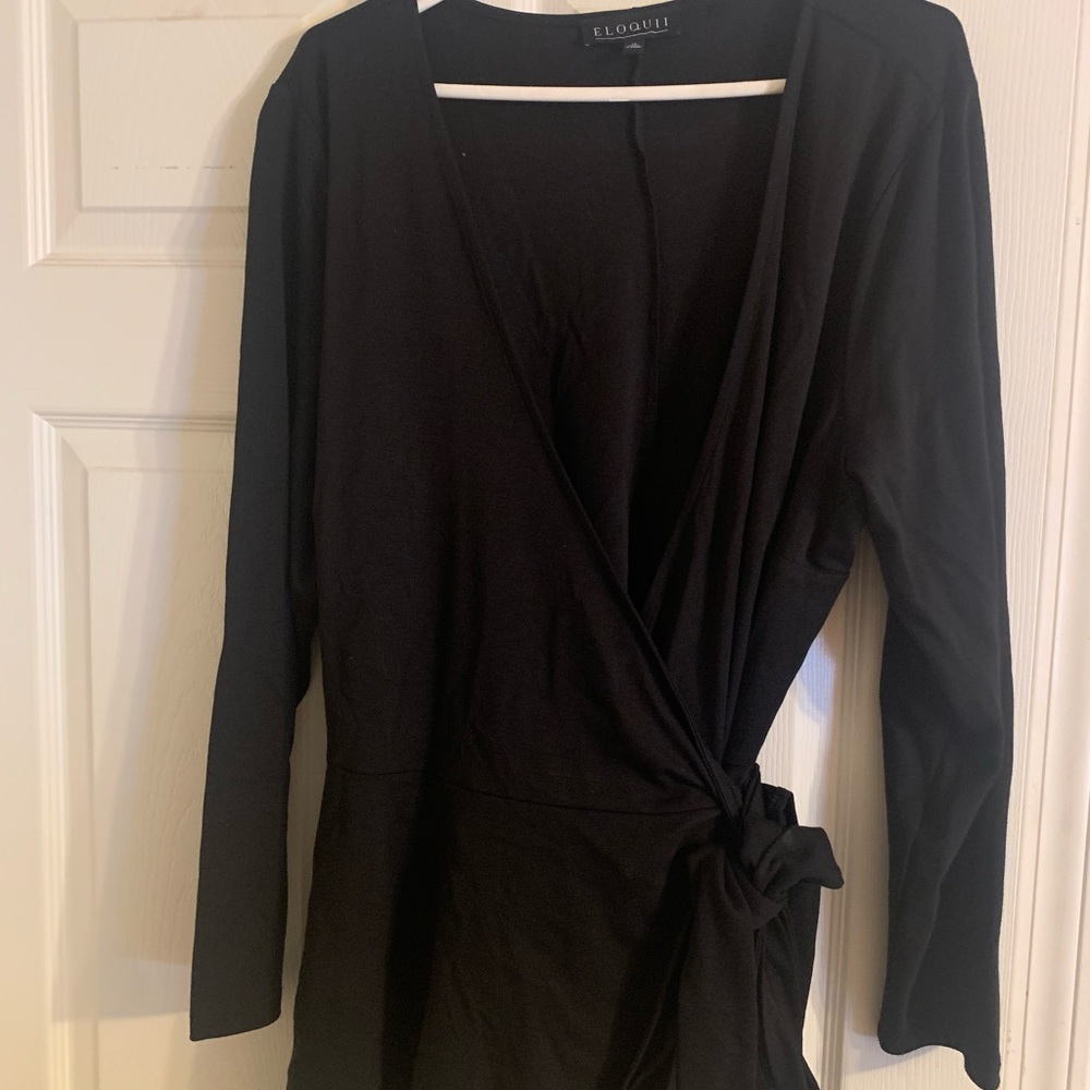Black wrap peplum shirt